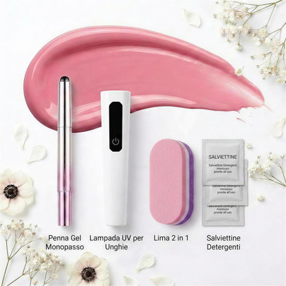 NailPen Pocket Salon Set - kit completo con penna gel, lampada UV, lima 2 in 1 e salviettine detergenti